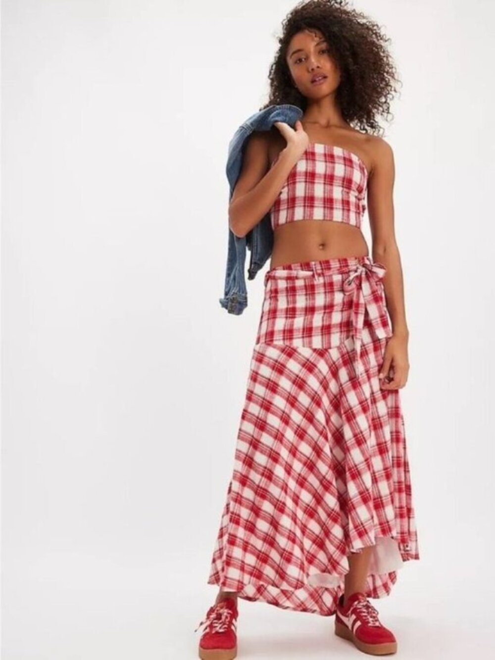 Free People Plaid After You Skirt Set Asymmetrical Boho Fall Feminine